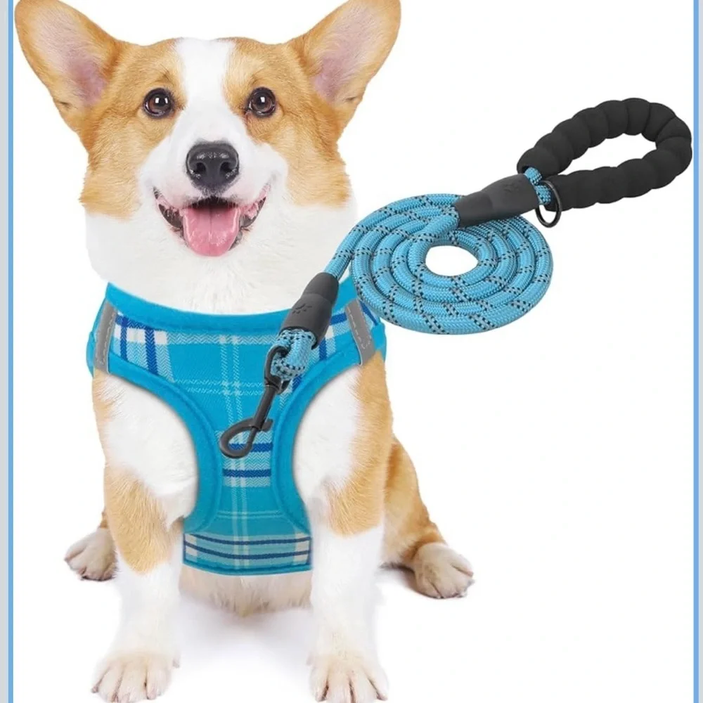Blue Plaid Dog Harness with Double D-Ring – Unbranded